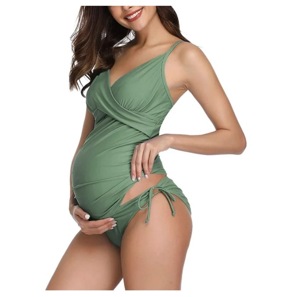 Maternity Bathing Suit - olive green, size M